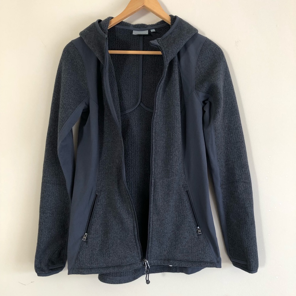 Athleta Dark Gray Hoodie Sweater XS Double Pockets